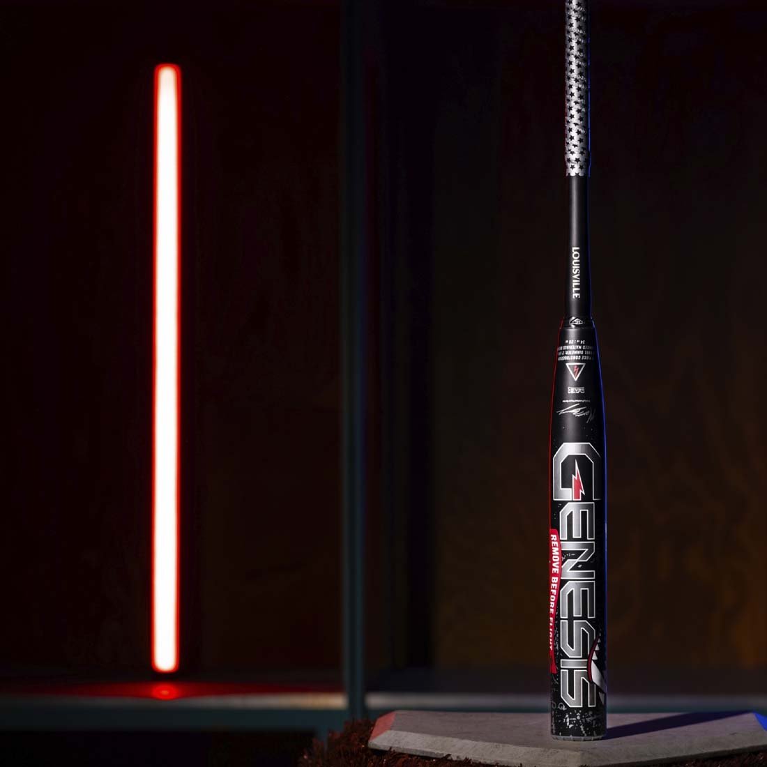 Genesis Matt Brady shark mouth design close up on barrel USSSA slowpitch bat
