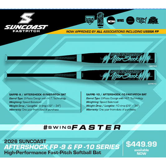 2026 Suncoast Aftershock Fastpitch Softball Bat: -10, -9