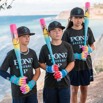2026 Easton Hype Fire USSSA 2 3/4" Baseball Bats, one of each size being held by a baseball player